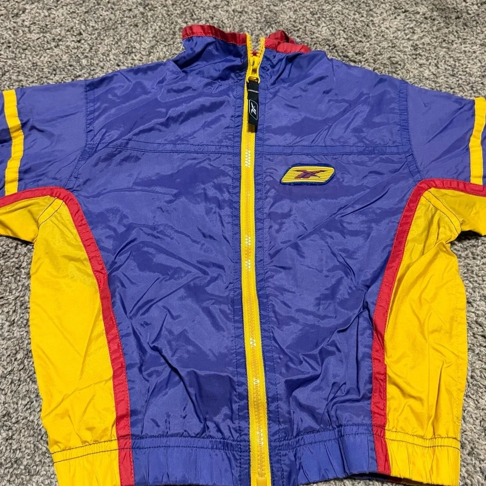 Vintage Reebok Kids Tracksuit Windbreaker Jacket Pants Set Size 2T Purple